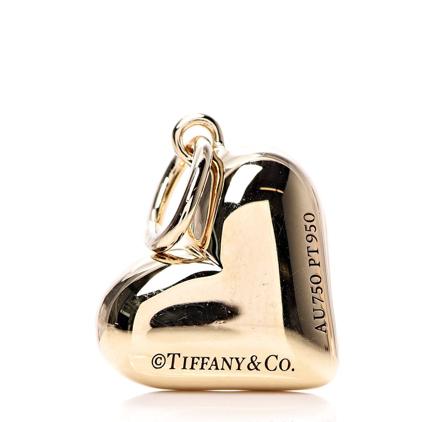 18K Yellow Gold Platinum Diamond Etoile Heart Charm