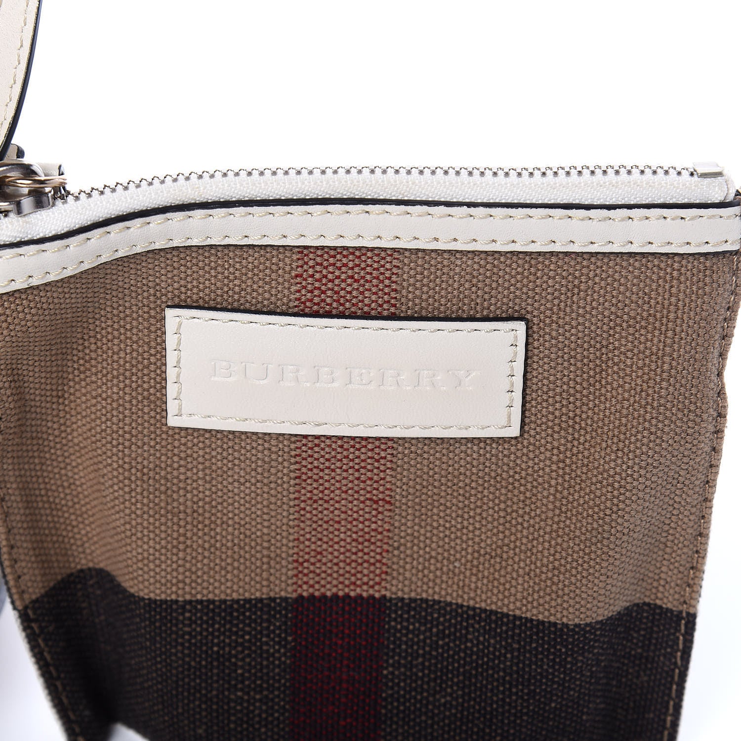 Burberry Canvas Mega Check Medium Ashby Tassel Crossbody White 10 of 10