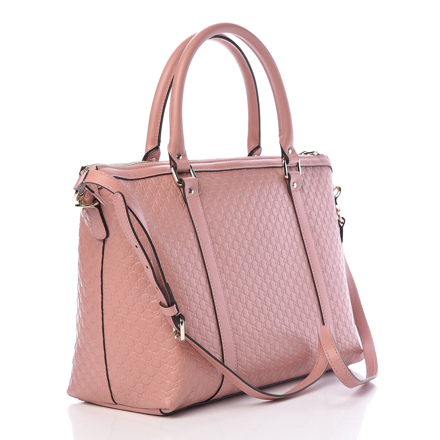 Soft Microguccissima Medium Zippered Satchel Soft Pink