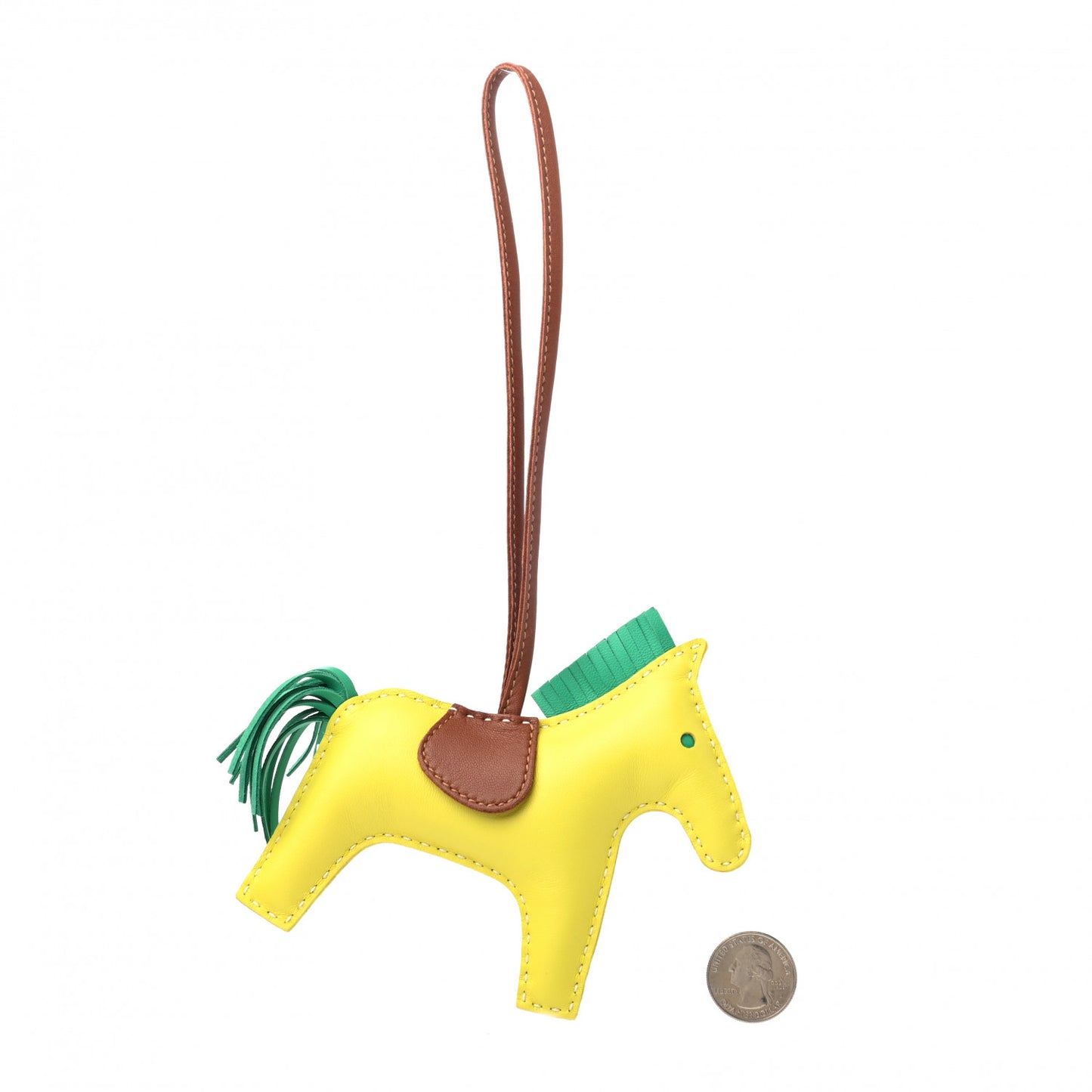Milo Lambskin Grigri Rodeo Horse Bag Charm MM Lime Menthe Fauve