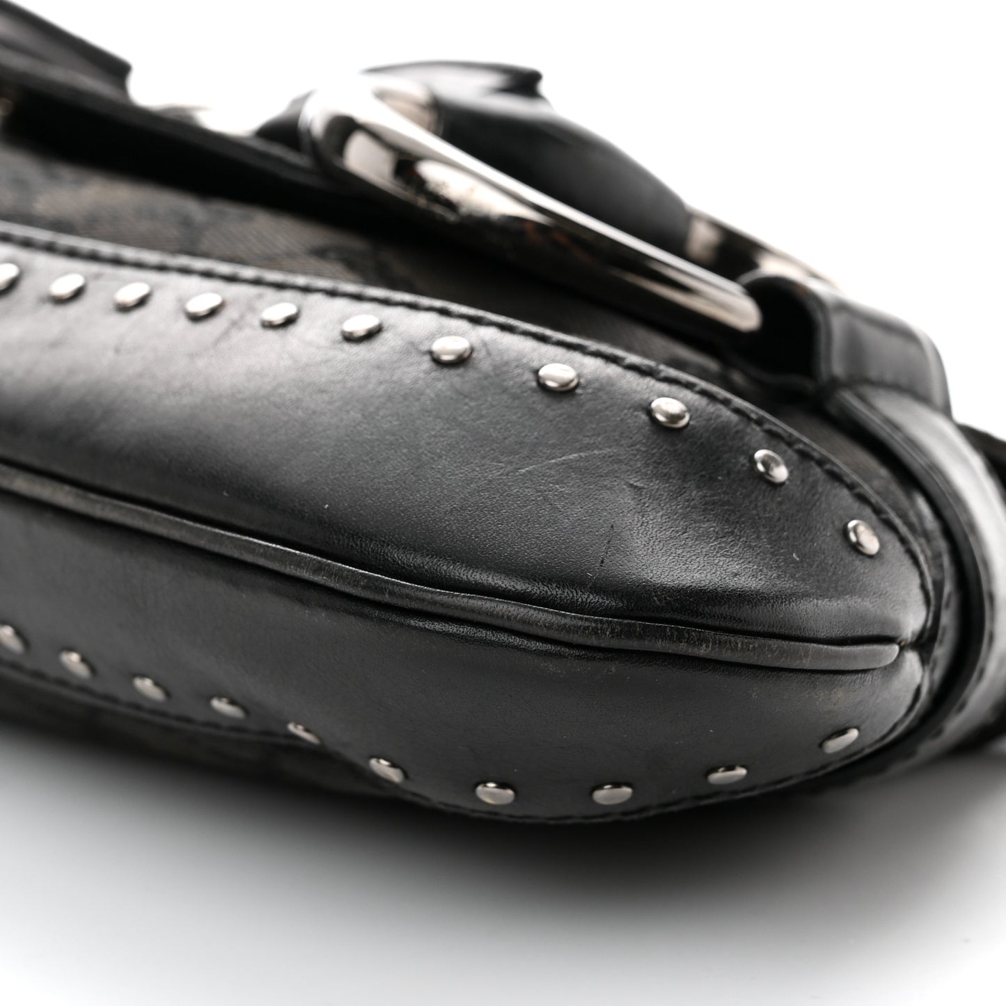 Monogram Studded Horsebit Clutch Black