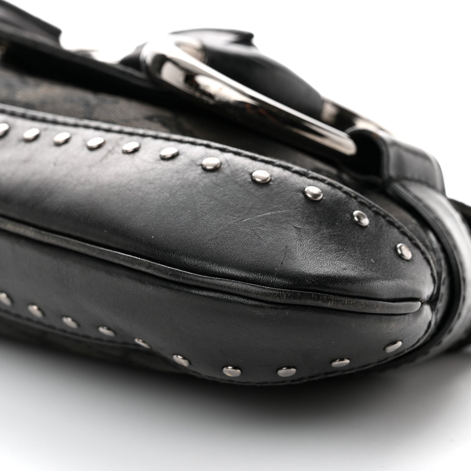 Gucci Monogram Studded Horsebit Clutch Black 10 of 23