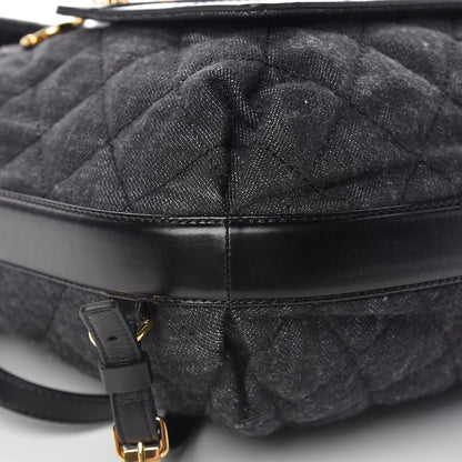 Chanel Denim Calfskin Quilted Backpack Dark Grey Black 12 of 14