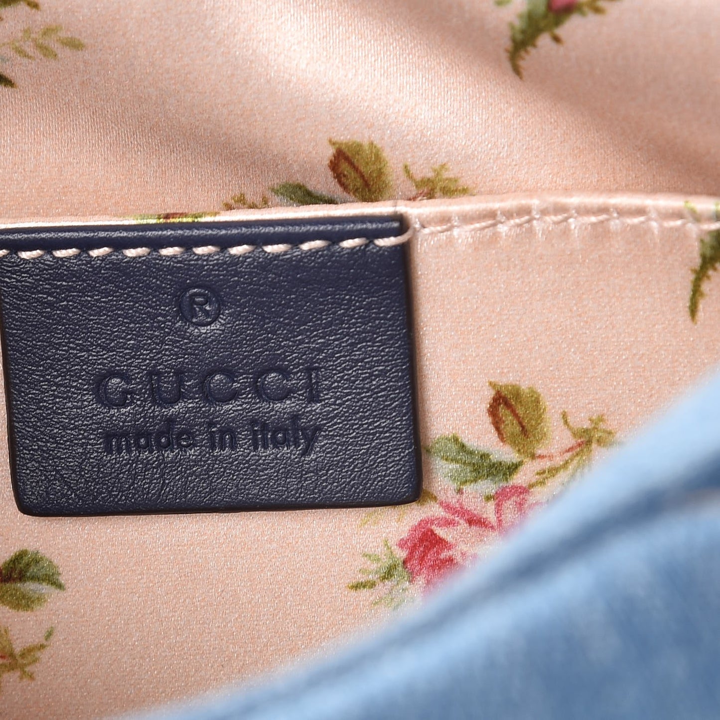 Denim Matelasse Mini Pearly GG Marmont Chain Shoulder Bag Blue