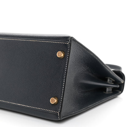 Hermes Courchevel Kelly Sellier 28 Bleu Marine 10 of 11