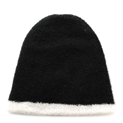 Chanel Cashmere Silk CC Beanie Hat Black White 3 of 6