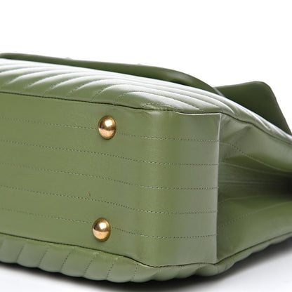 Chanel Lambskin Chevron Quilted Large Shopping Tote Green 9 of 11