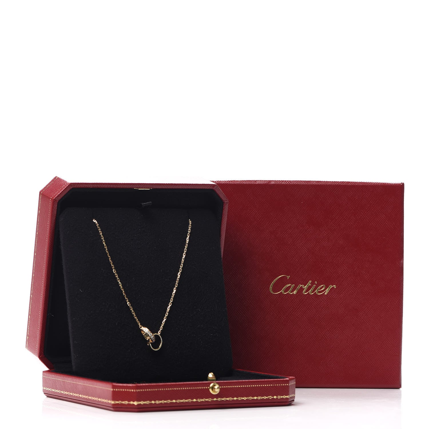 Cartier 18K Yellow Gold Diamond Interlocking LOVE Necklace 7 of 7