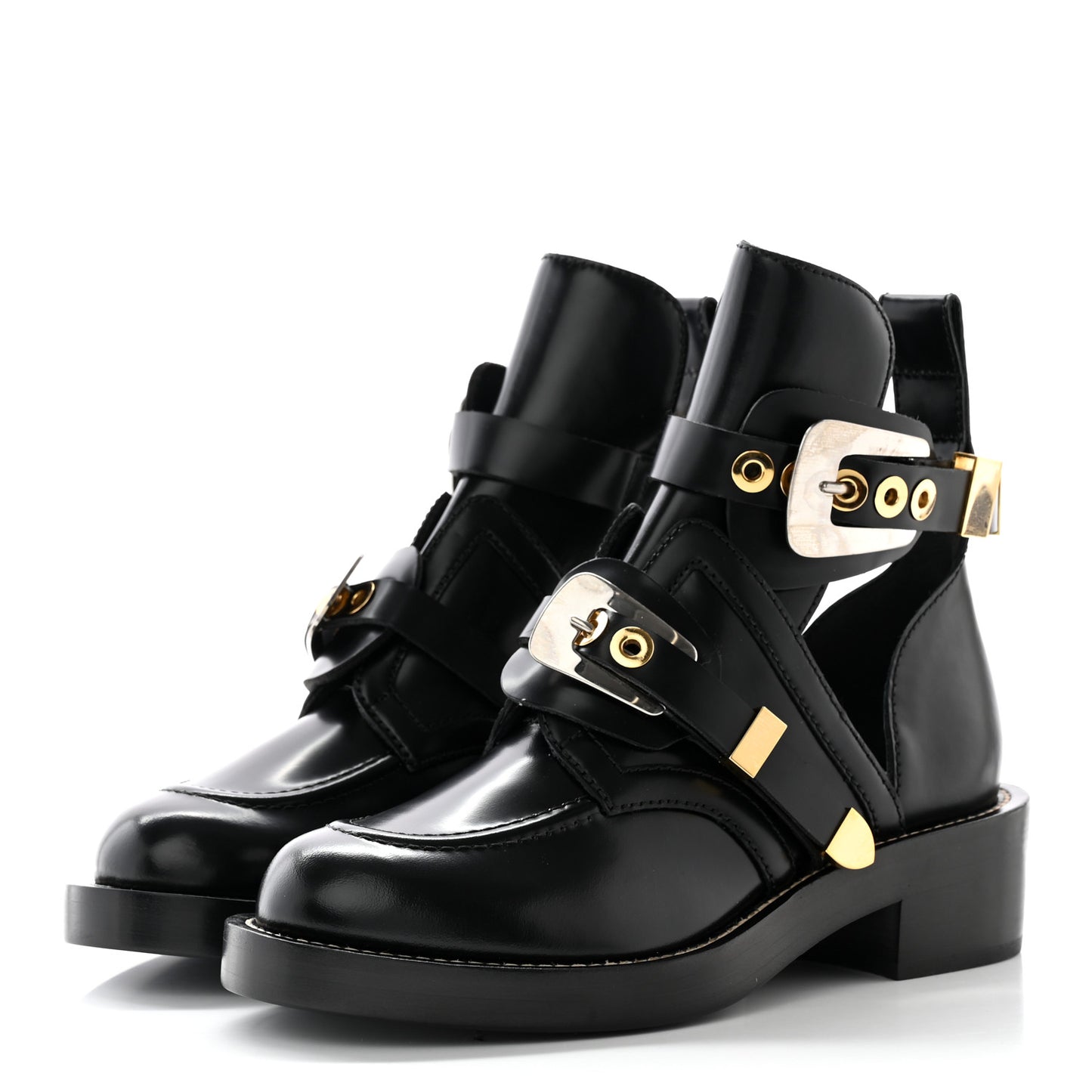 Brushed Calfskin Ceinture Ankle Boots 37.5 Black