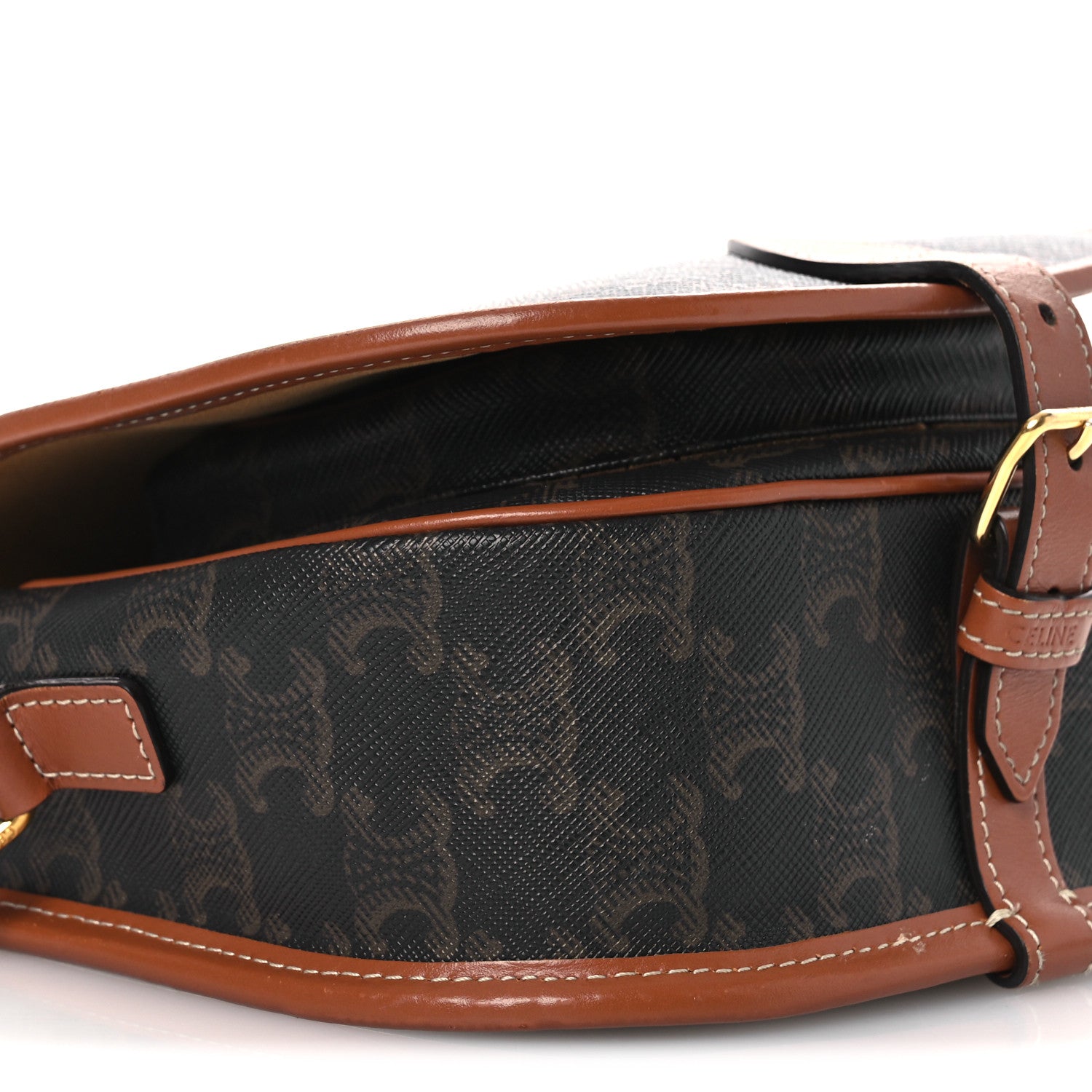 Celine Triomphe Canvas Medium Folco Bag Tan 11 of 17