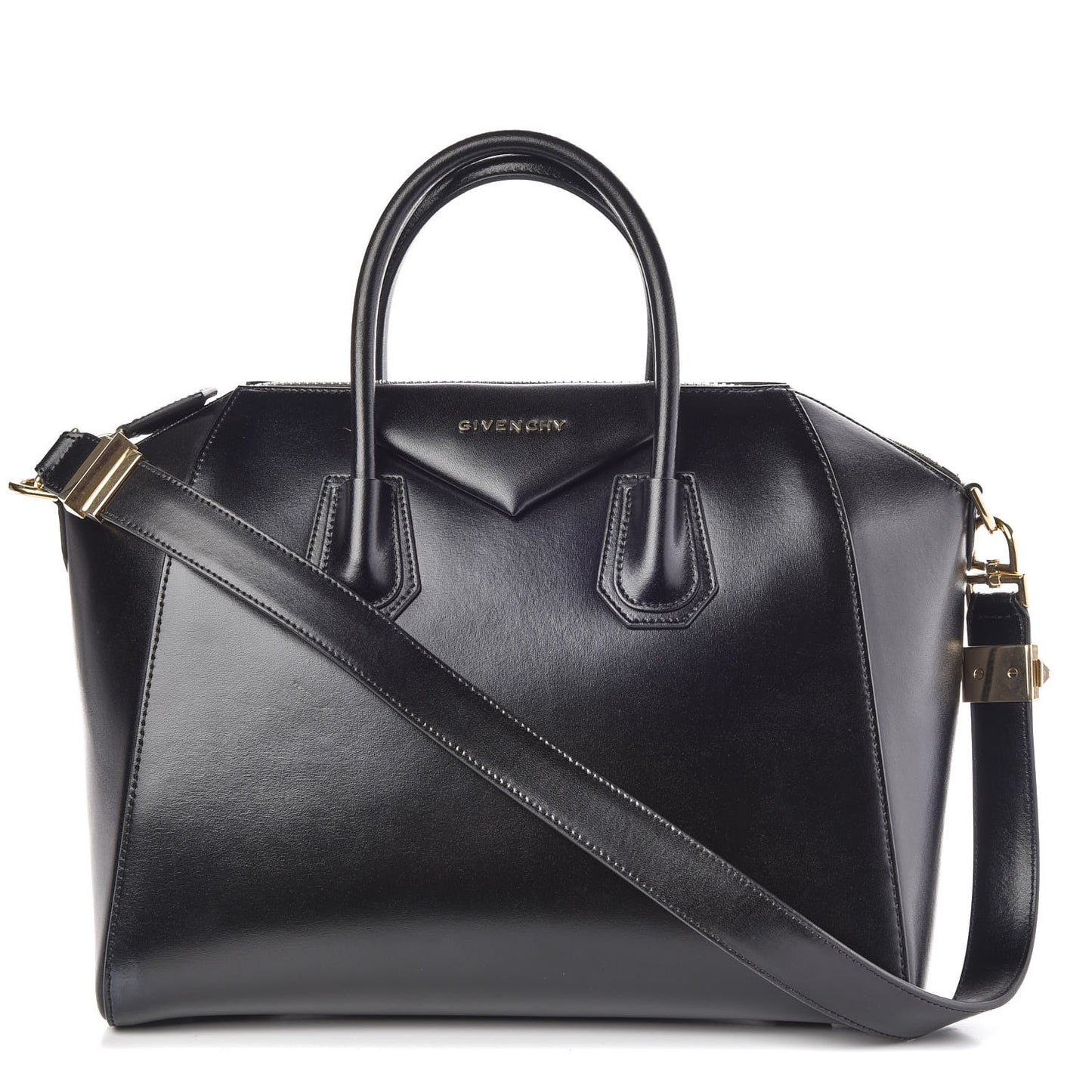 Shiny Lord Calfskin Medium Antigona Black