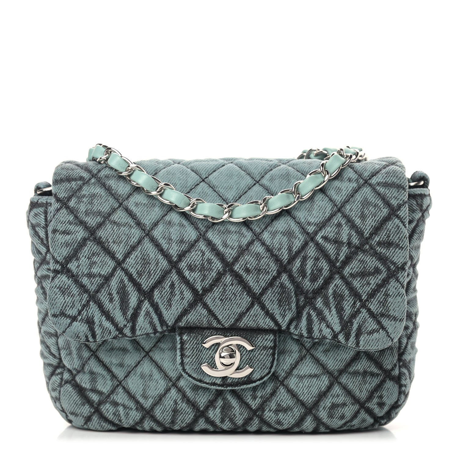 Chanel Washed Denim Quilted Small Denimpression Flap Blue Black 1 of 9