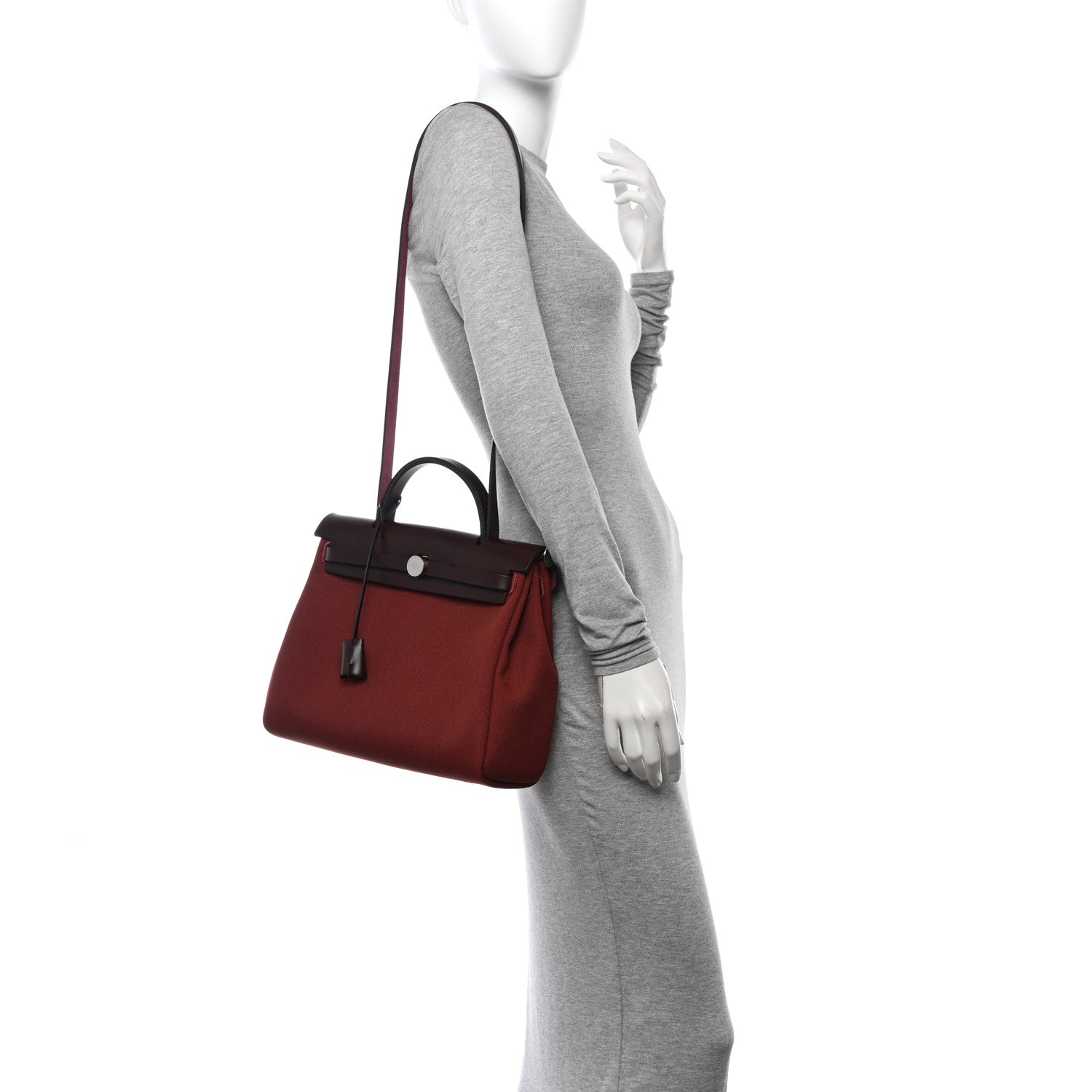 Hermes Military Toile Vache Hunter Herbag Zip Retourne 31 PM Rouge H Ebene 2 of 12