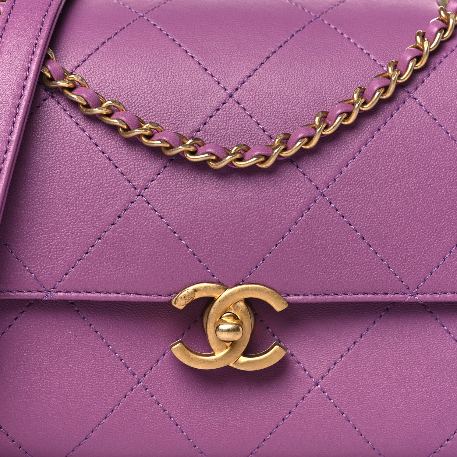 Chanel Lambskin Sleek And Chic Flap Purple 7 of 10