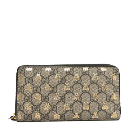 Gucci GG Supreme Monogram Bees Zip Around Wallet 1 of 10