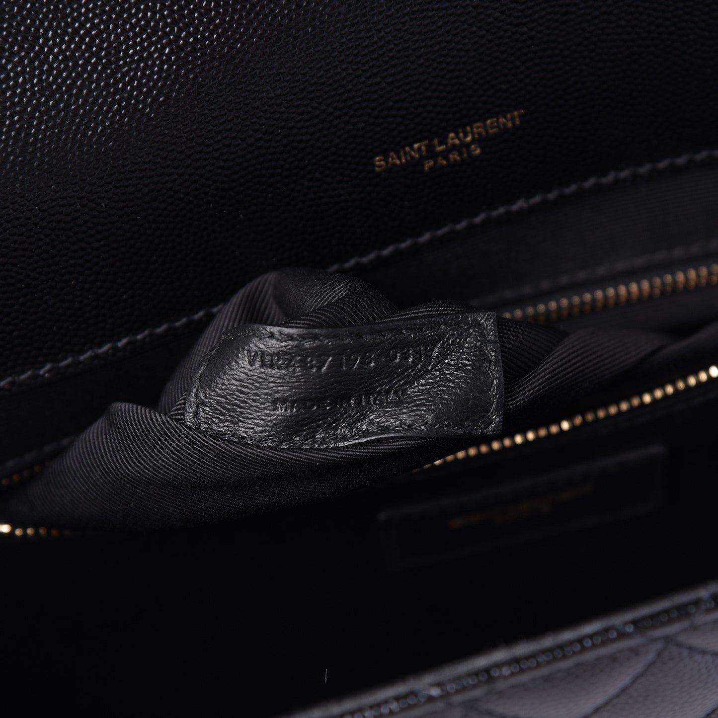 Grain De Poudre Textured Mixed Matelasse Large Triquilt Monogram Satchel Black