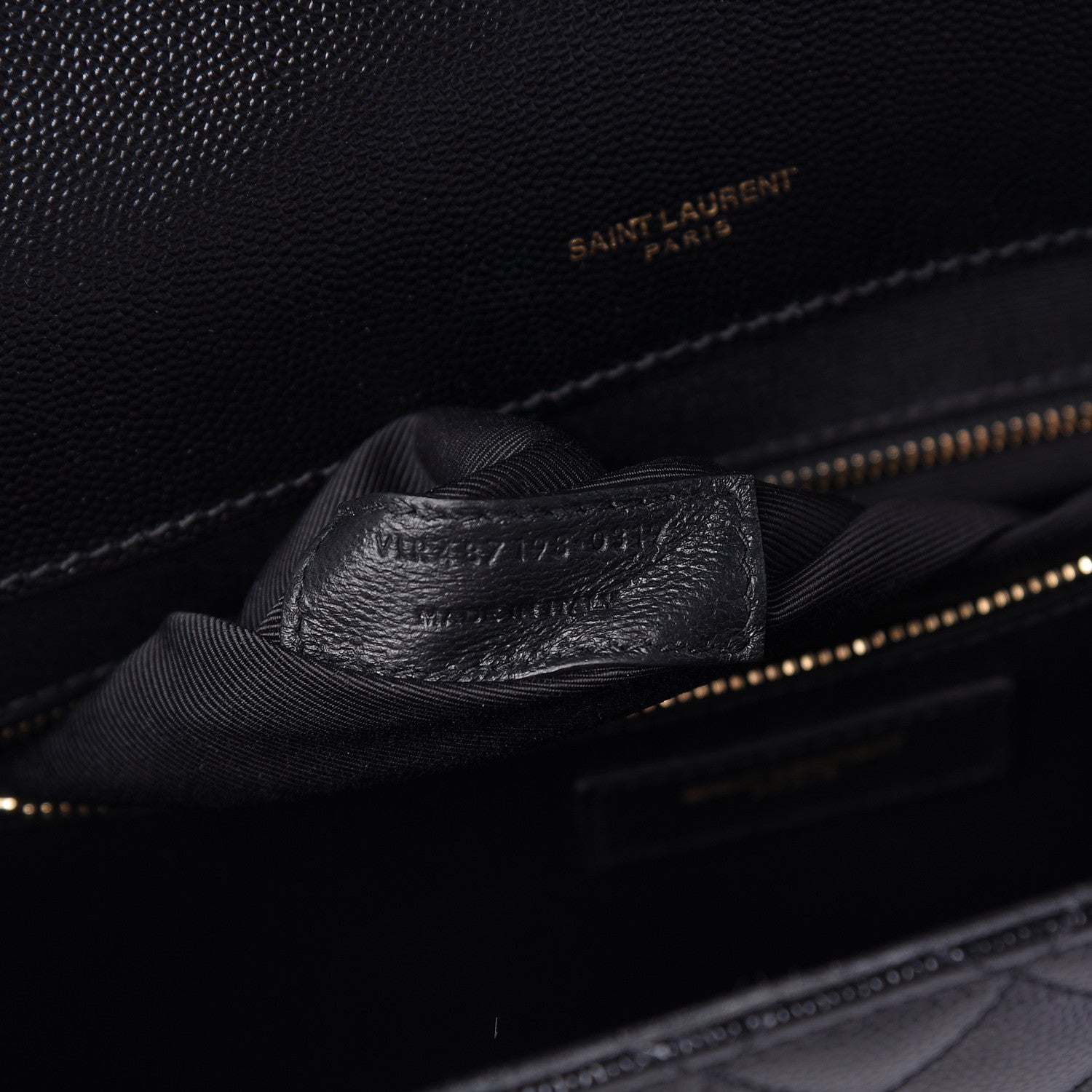 Saint Laurent Grain De Poudre Textured Mixed Matelasse Large Triquilt Monogram Satchel Black 8 of 14