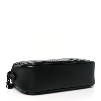 Gucci Calfskin Matelasse Monochrome Small GG Marmont Chain Shoulder Bag Black 4 of 10