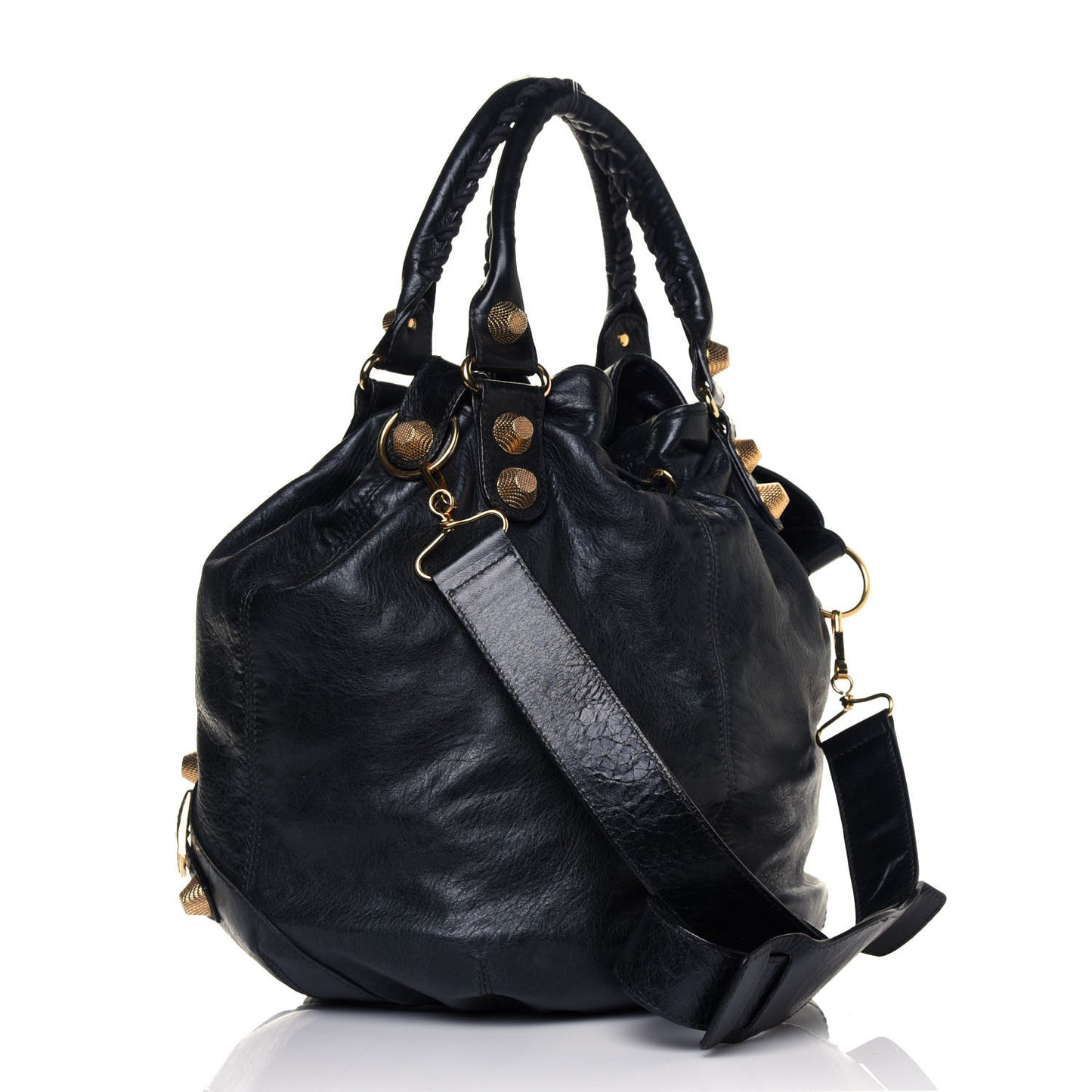 Agneau Giant 21 Gold Hardware Pompon Black