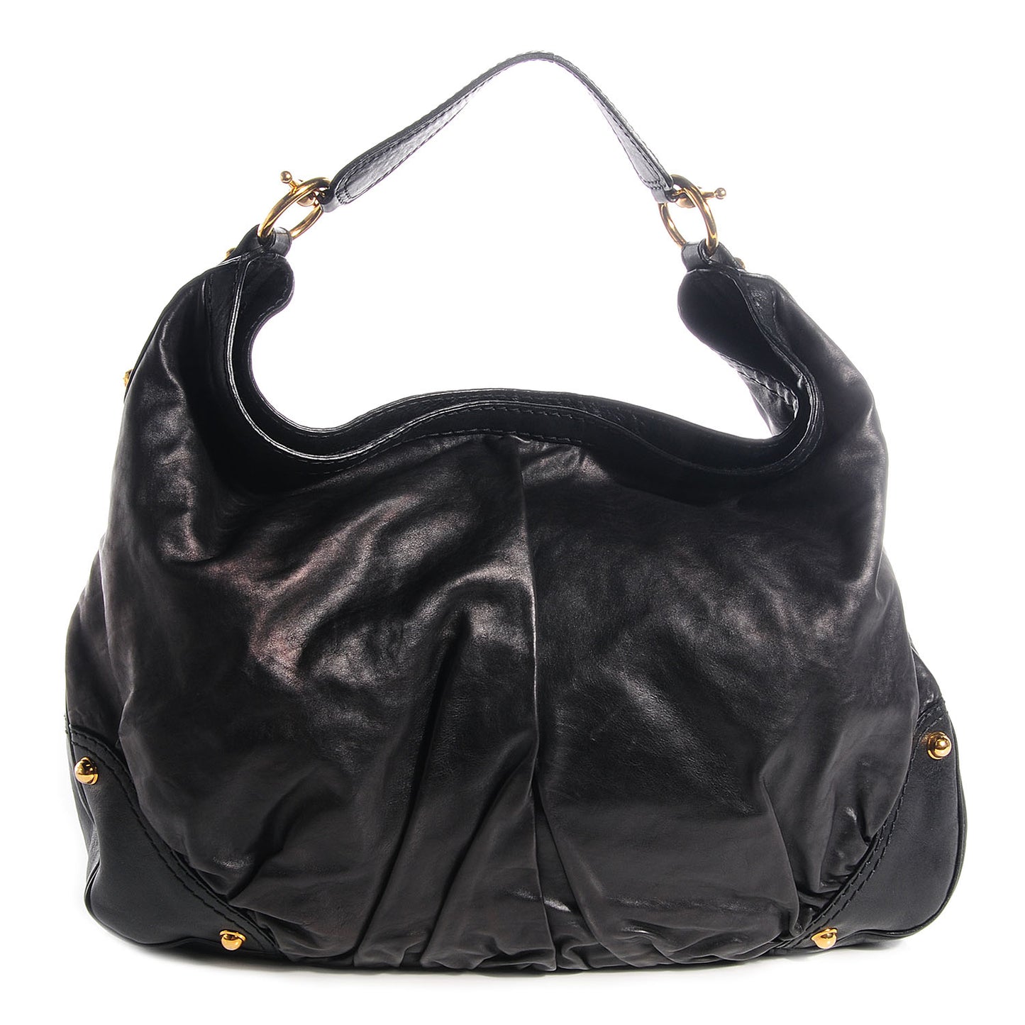Leather Large Jockey Hobo Black