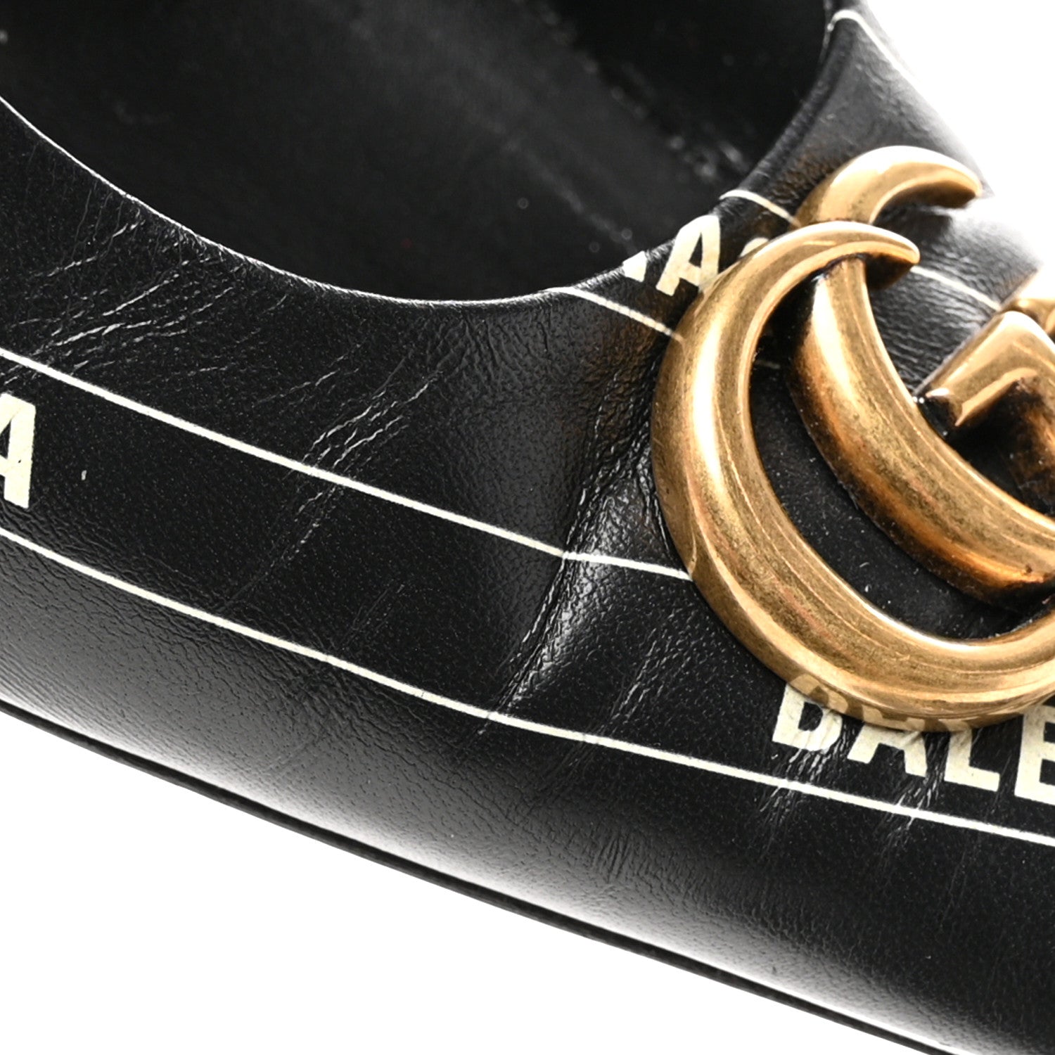 Balenciaga X Gucci Calfskin Logo Print Knife 80mm Pumps 38.5 Black 10 of 11