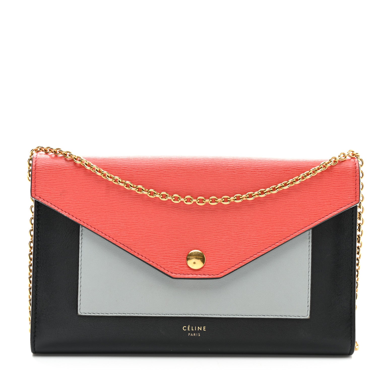 Celine Liege Calfskin Tri-Color Large Pocket Flap On Chain Multicolor 1 of 10