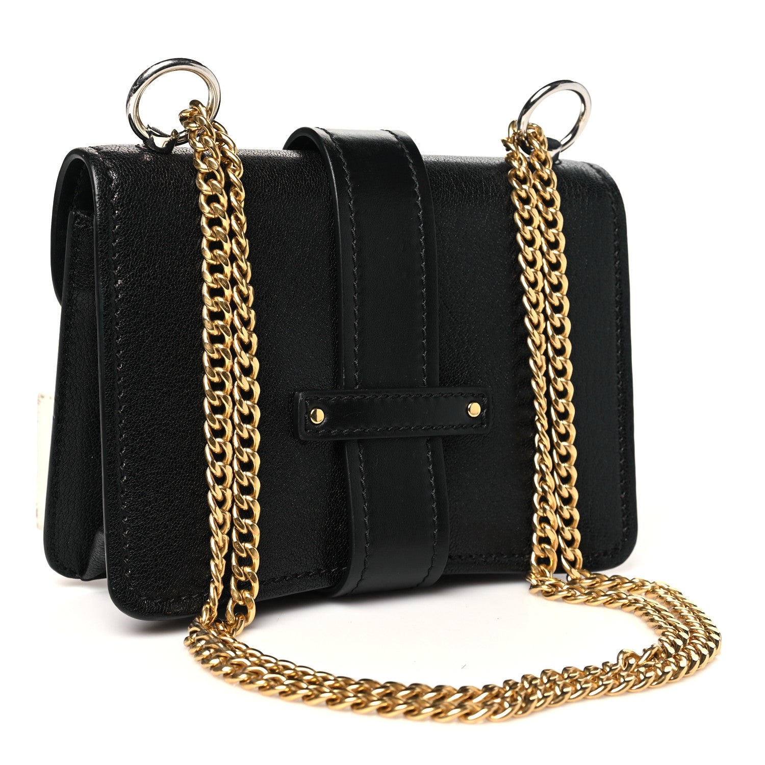 Chloe Shiny Goatskin Calfskin Mini Aby Chain Shoulder Bag Black 3 of 10