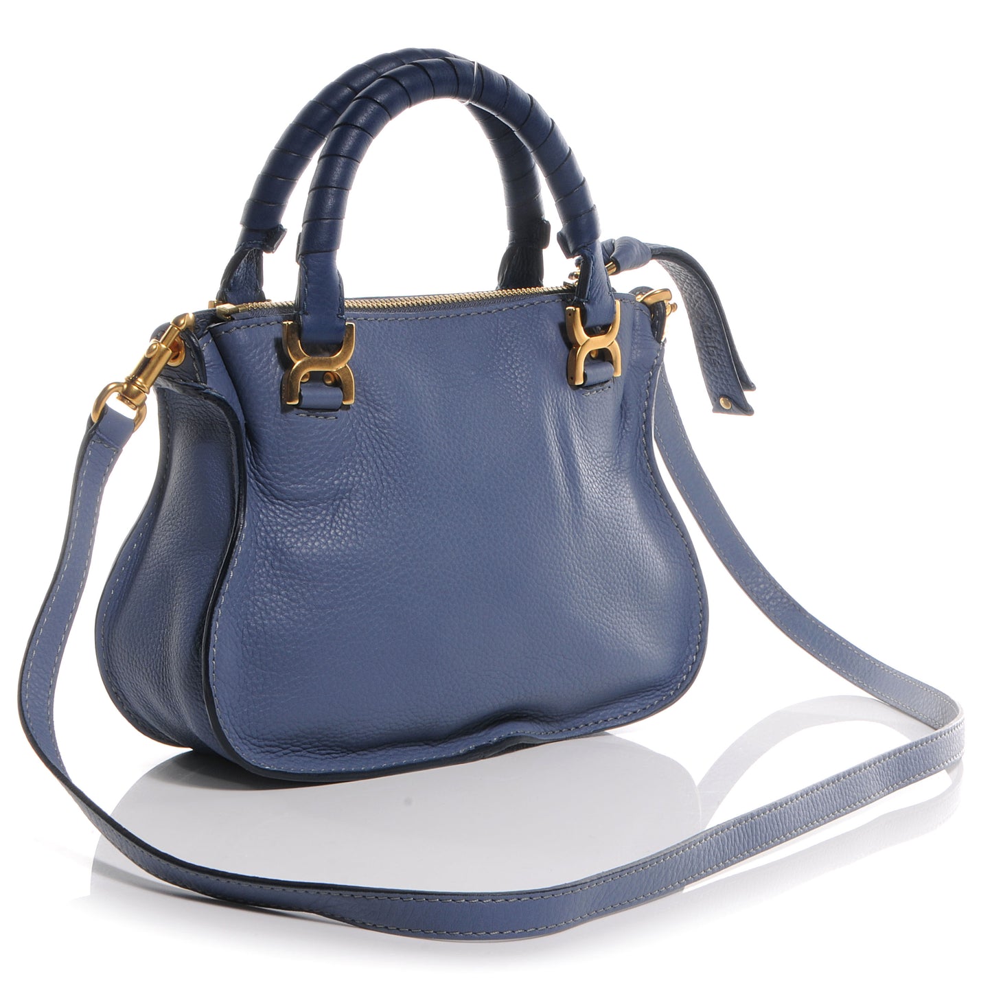 Grained Calfskin Mini Marcie Satchel Street Blue