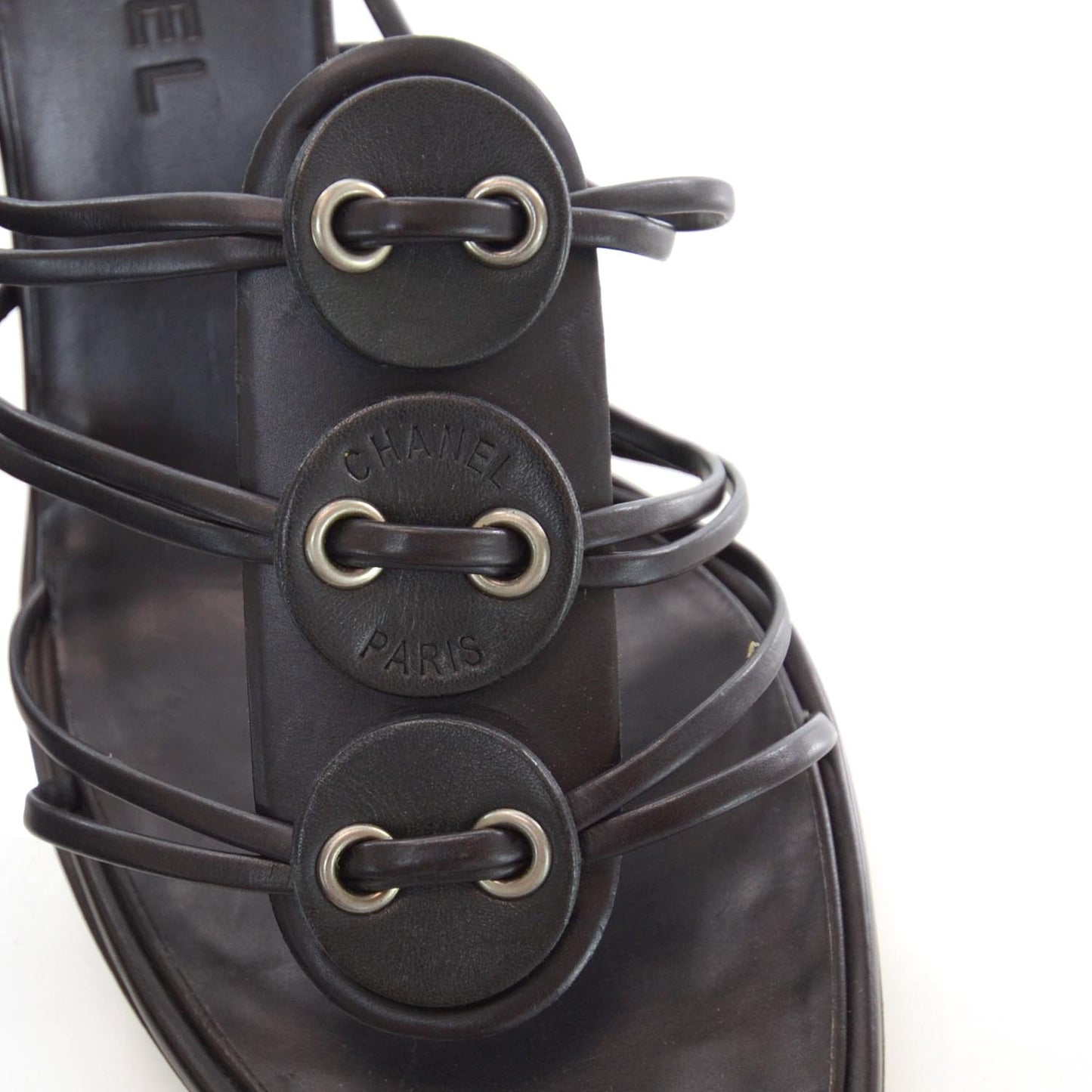 Leather Strappy Mules 40 Black