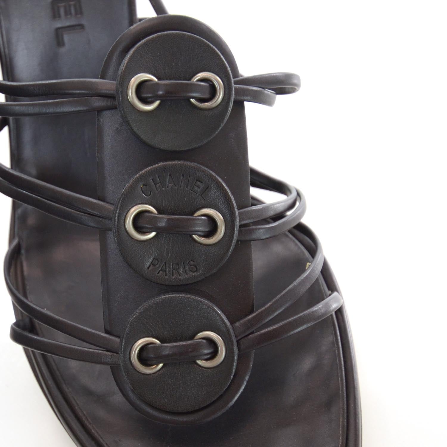 Chanel Leather Strappy Mules 40 Black 7 of 7