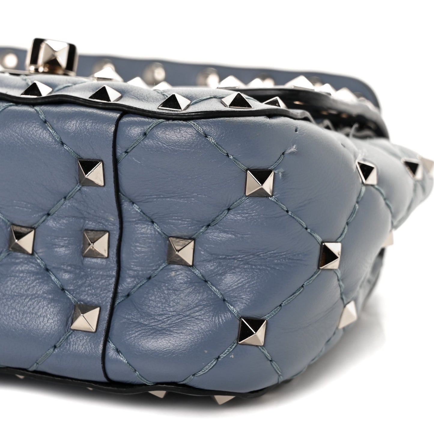 Nappa Micro Rockstud Spike Shoulder Bag Blue