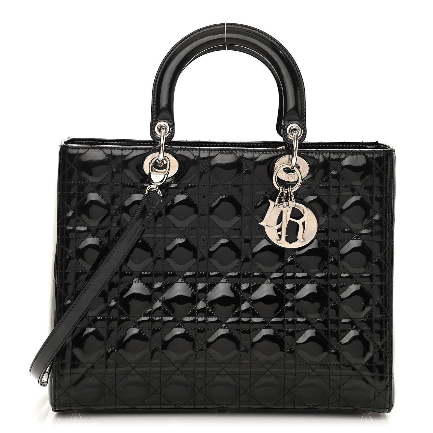 Patent Cannage Large Lady Dior Black
