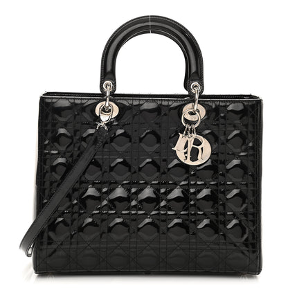 Christian Dior Patent Cannage Large Lady Dior Black 1 of 10