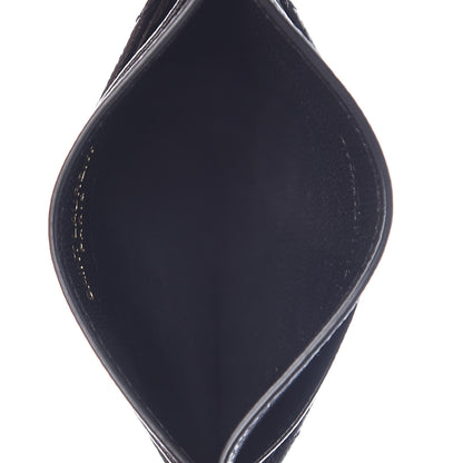 Saint Laurent Grain De Poudre Matelasse Chevron Monogram Credit Card Case Black 5 of 8