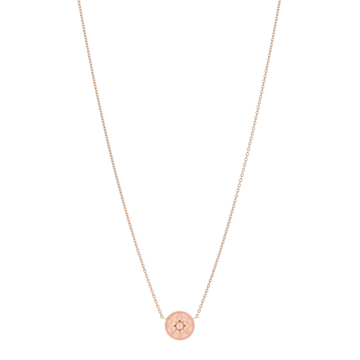 Christian Dior 18K Rose Gold Diamond Pink Opal Rose Des Vents Necklace 1 of 6