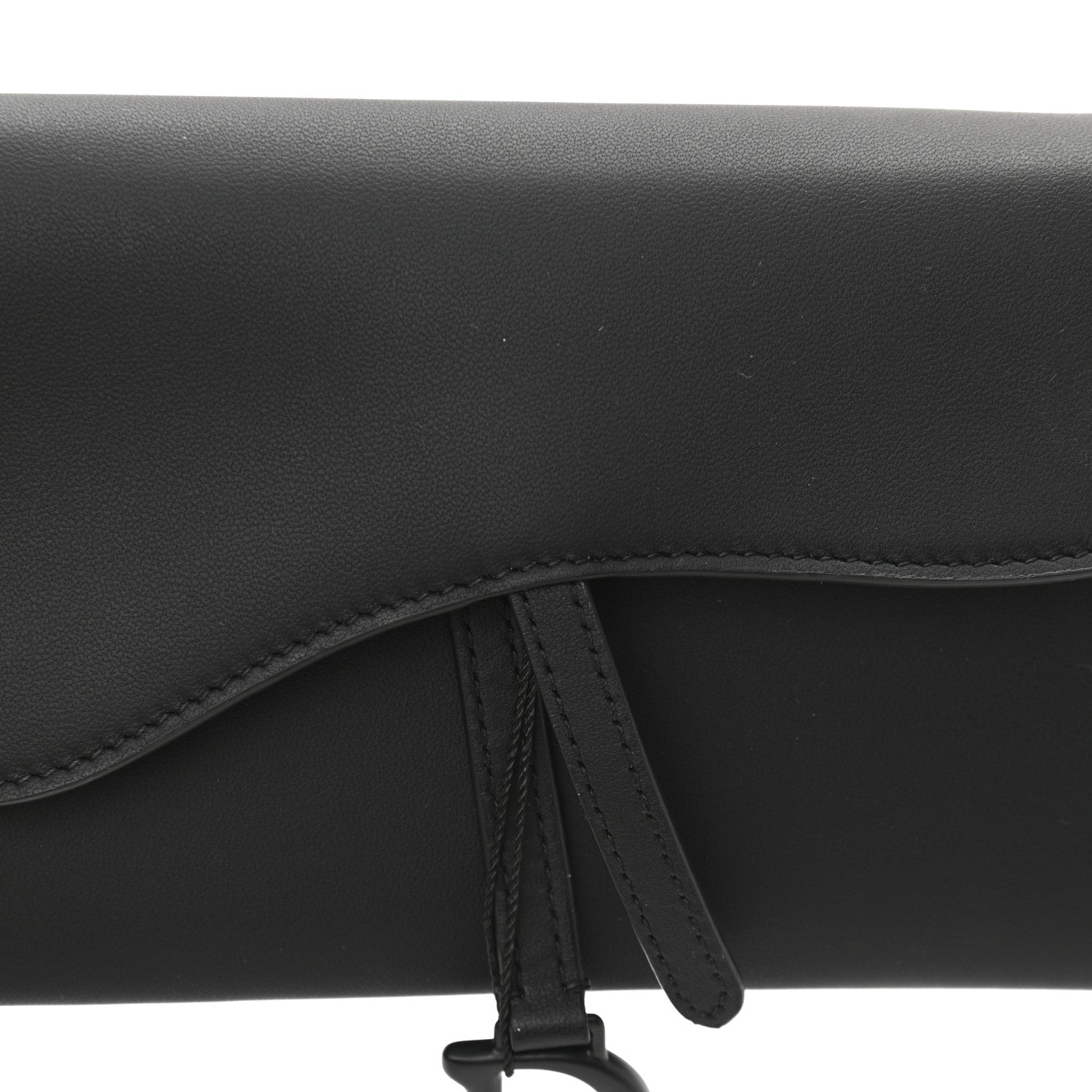 Christian Dior Ultra Matte Calfskin Saddle Chain Wallet Pouch Black 9 of 13