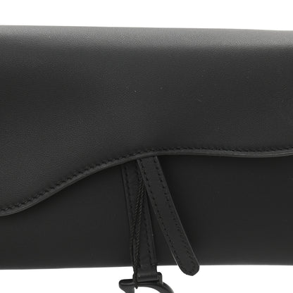 Christian Dior Ultra Matte Calfskin Saddle Chain Wallet Pouch Black 9 of 13