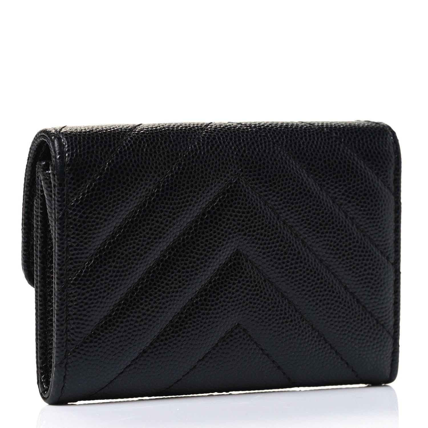 Chanel Caviar Chevron Quilted Flap Card Holder Black 3 of 13