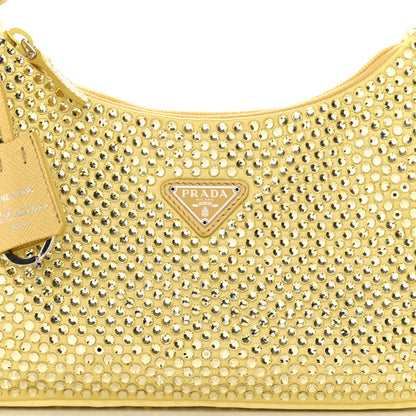 Prada Satin Crystal Mini Re-Edition 2000 Bag Ananas 7 of 9