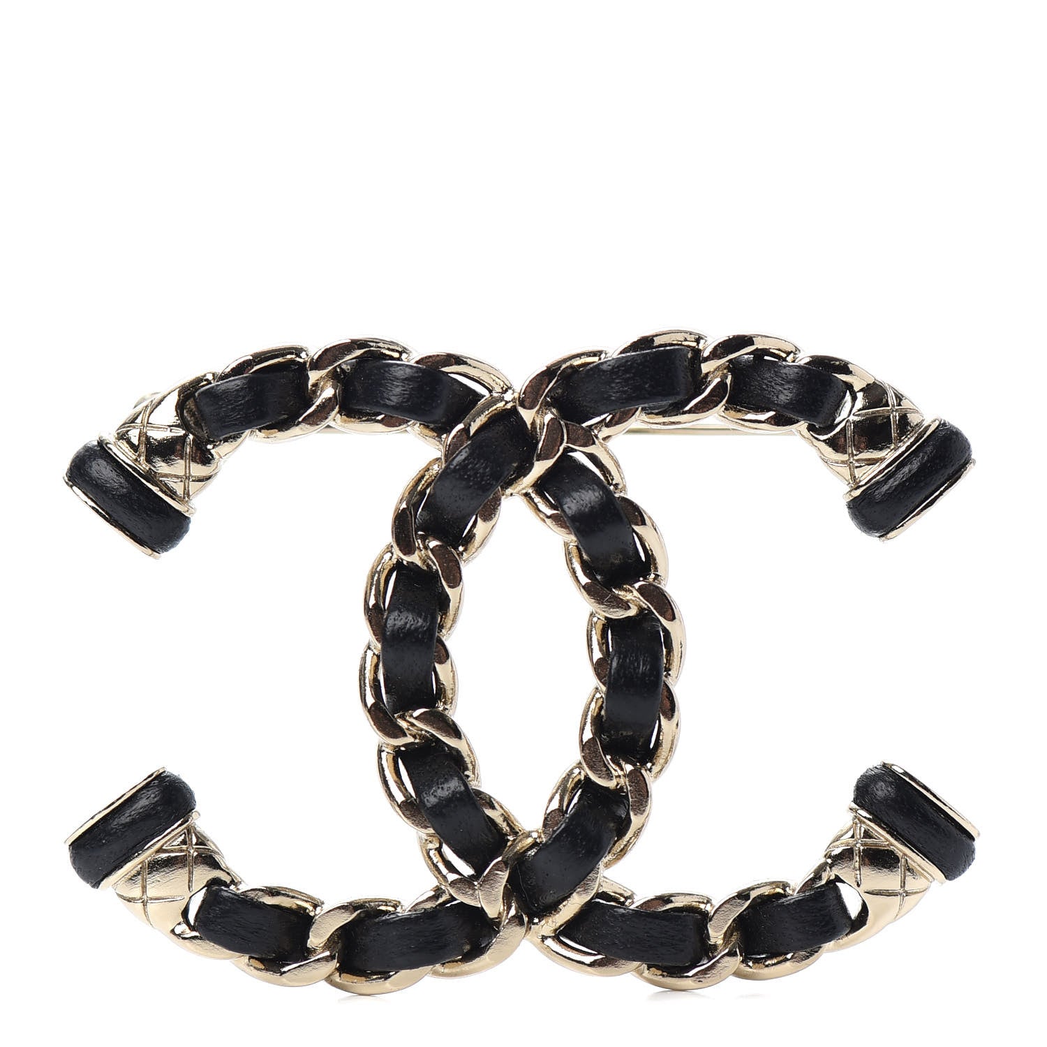 Chanel Lambskin Chain CC Brooch Black Gold 1 of 4
