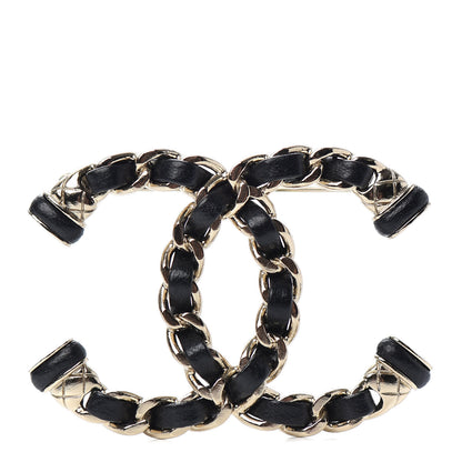Chanel Lambskin Chain CC Brooch Black Gold 1 of 4