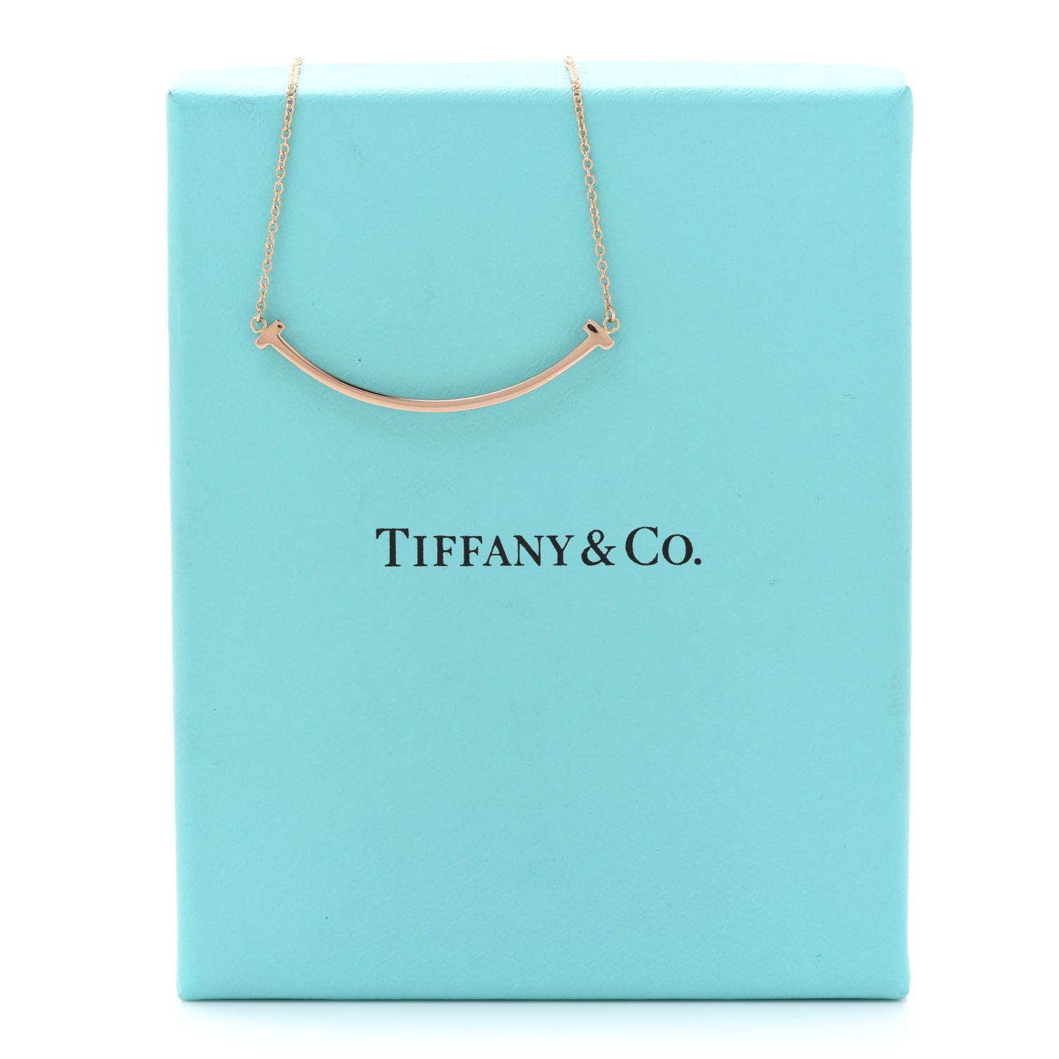 Tiffany 18K Rose Gold Small T Smile Pendant Necklace 6 of 6
