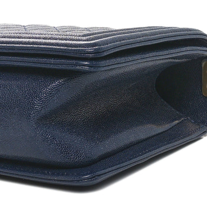 Chanel Iridescent Caviar Quilted Medium Boy Flap Dark Blue 10 of 10