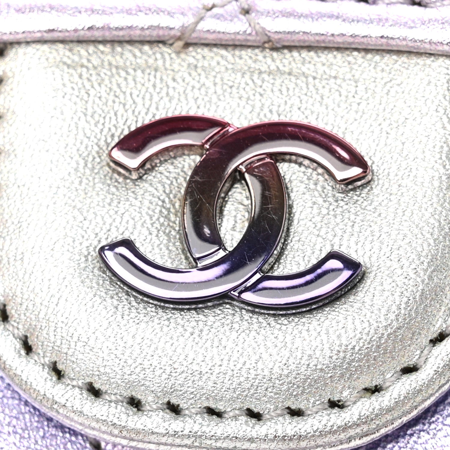 Chanel Gradient Metallic Calfskin Quilted Flap Card Holder Wallet Silver Blue Yellow Purple 10 of 11
