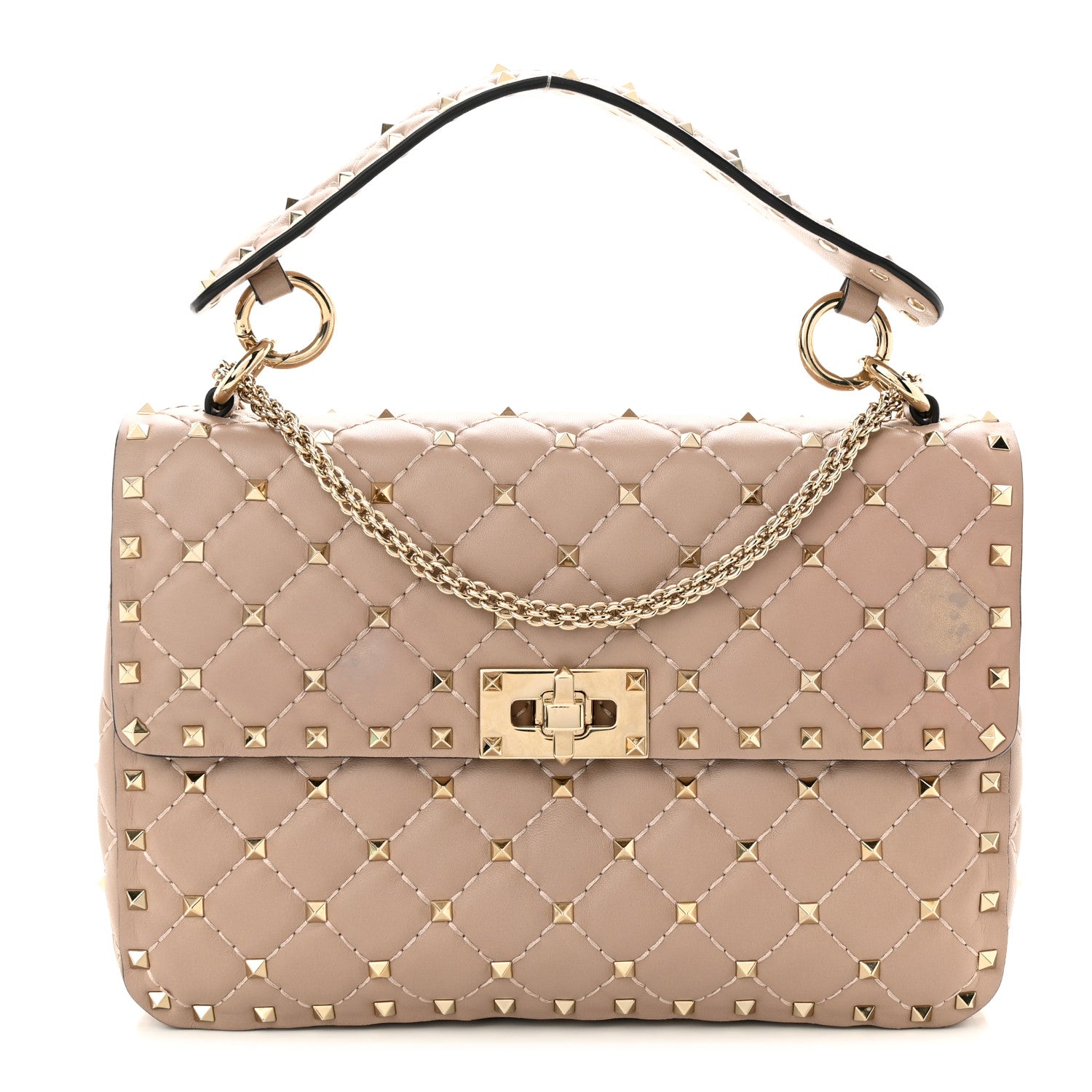 Valentino Garavani Lambskin Medium Rockstud Spike Shoulder Bag Poudre 1 of 9