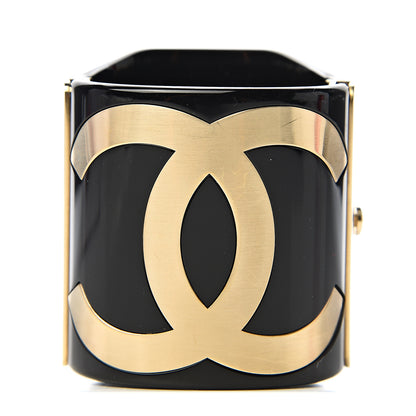 Chanel Resin CC Cuff Black Gold 1 of 5