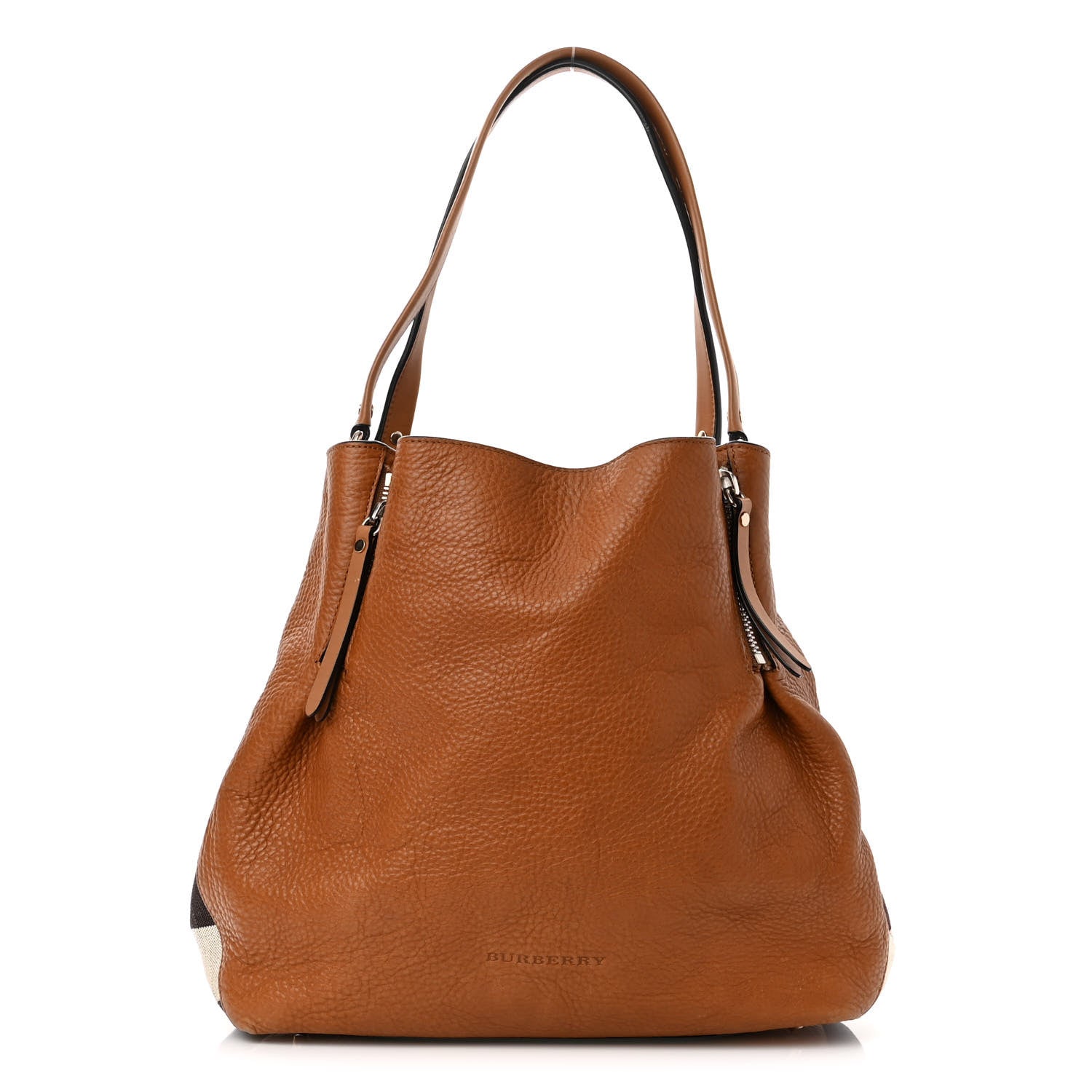Burberry Grainy Calfskin House Check Medium Maidstone Saddle Brown 1 of 10