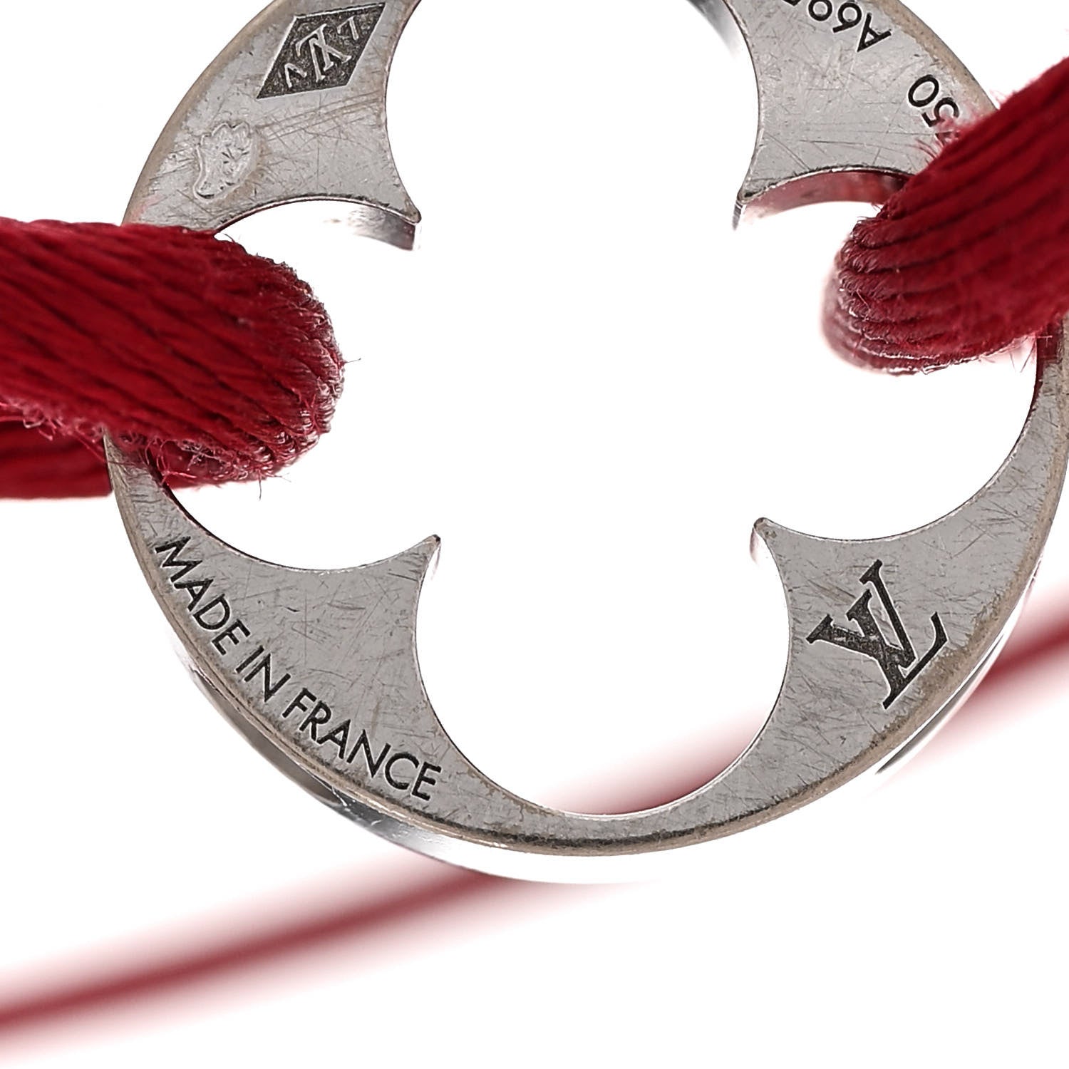 Louis Vuitton LOUIS VUITTON 18K White Gold Cord Empreinte Adjustable Bracelet Red 3 of 5