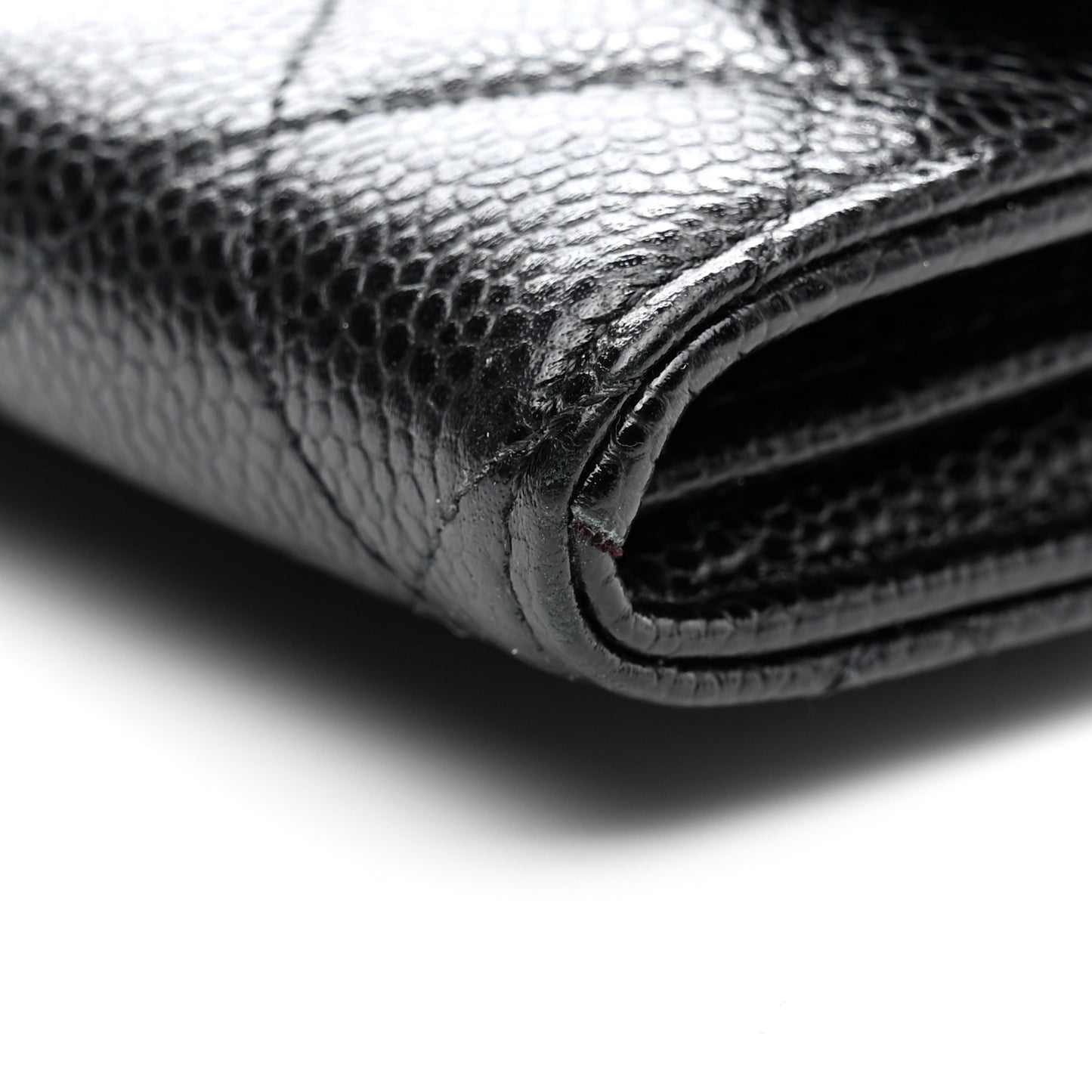 Caviar Quilted Large Gusset Flap Wallet Black