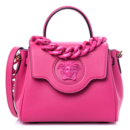 Versace Grained Calfskin Medusa Small Top Handle Handbag Cerise 1 of 10